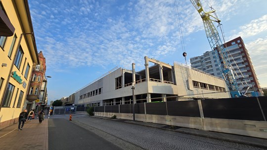 Rivningsprojekt mitt i Kristianstads centrum.