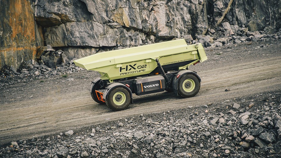 Självgående batteridriven dumper på Electric site