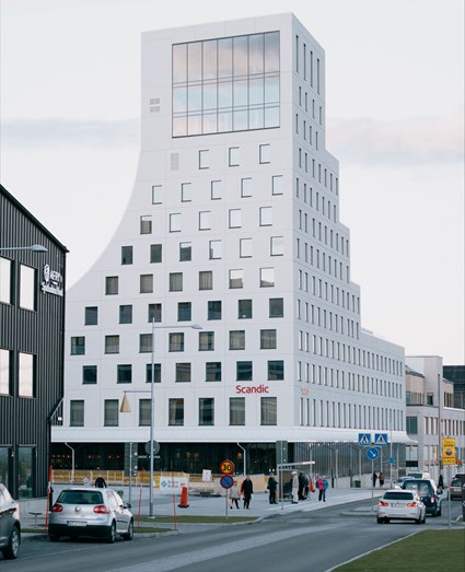 The facade is inspired by Sweden's highest mountain, Kebnekaise.