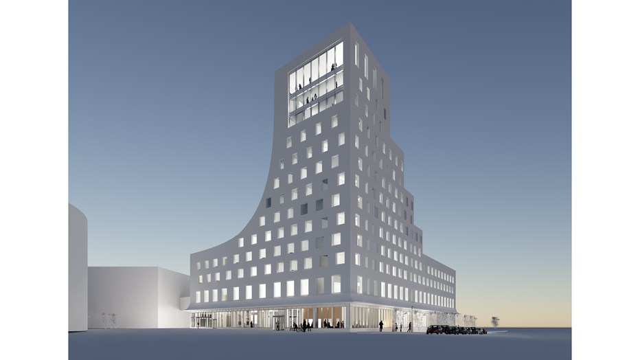 Hotellets sydvästra del uppfördes som ett torn med tretton våningar. Tornets övre del har panoramafönster mot väst. Hotellets sydvästra del uppfördes som ett torn med tretton våningar. Tornets övre del har panoramafönster mot väst.