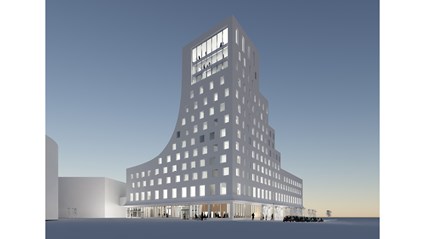Hotellets sydvästra del uppfördes som ett torn med tretton våningar. Tornets övre del har panoramafönster mot väst.