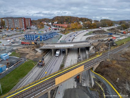 Byggarbeten vid E2 Lundbyleden där Skanska genomför sitt uppdrag.
