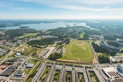 Täby Park is built around the former horse racing track in Täby.