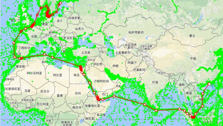 I en och en halv månad färdas bron från Kina via Suez-kanalen, över Medelhavet, genom engelska kanalen och Östersjön, för att slutligen anlända till Stadsgården i Stockholm. 