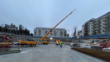 Byggproduktionen av Ängsklockan i Järvastaden.