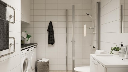 Husen i Gottorps Allé präglas av kvalitetsmaterial både utom- och inomhus. 