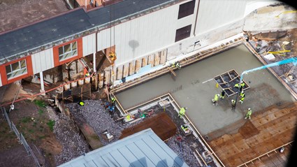 I projektet används betong och armering med lägre klimatpåverkan.