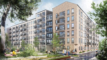 Skanska Hyresbostäders projekt Solkvarteret i Malmö. Bild: Kamikaze Arkitekter