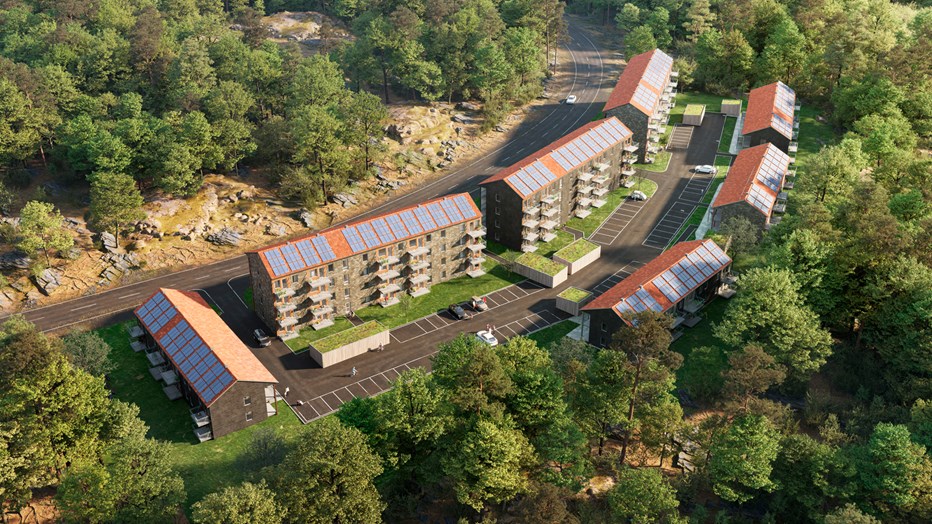 All roofs in Norra Vitsippan are equipped with solar heating panels or solar cells.