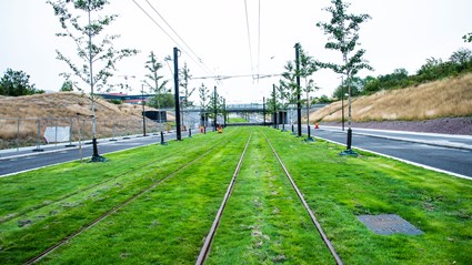 The tramway connects the city and the European Spallation Source (ESS).